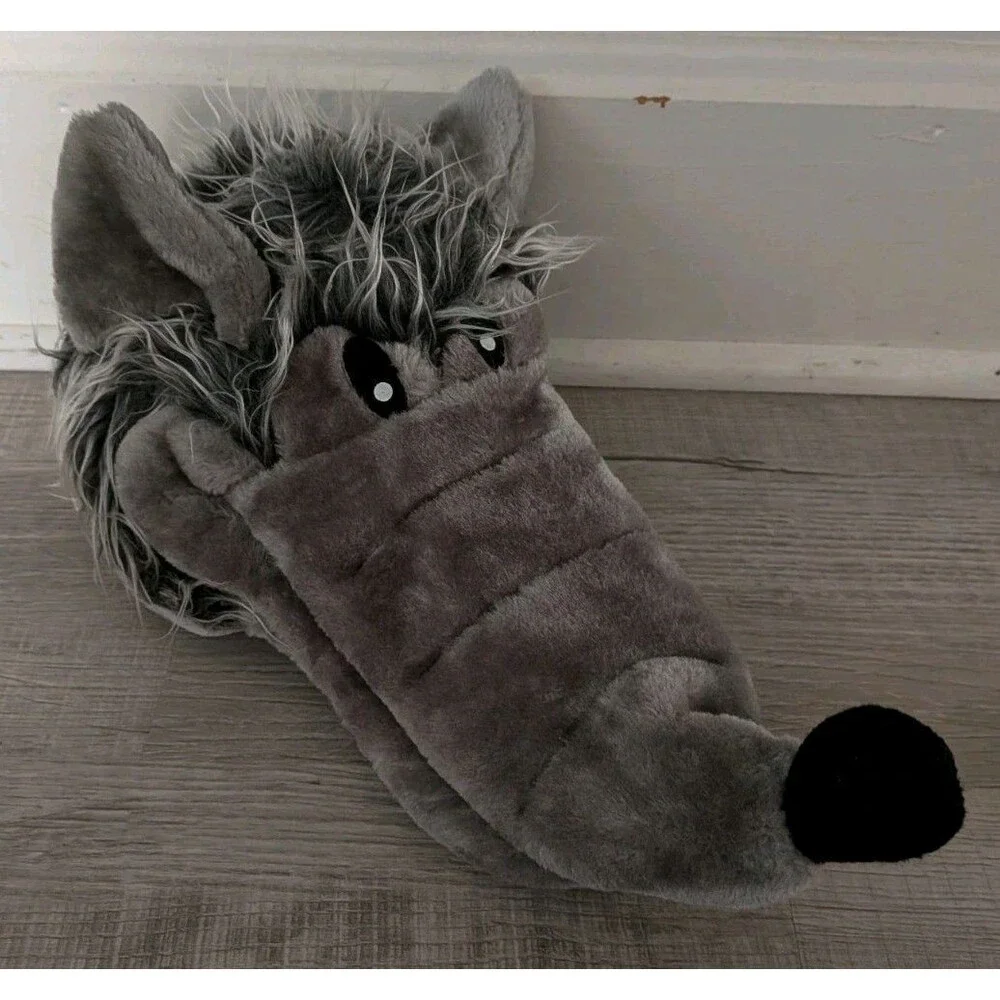 Big Bad Wolf Plush Costume Hat Elope Size Adjuster Gray